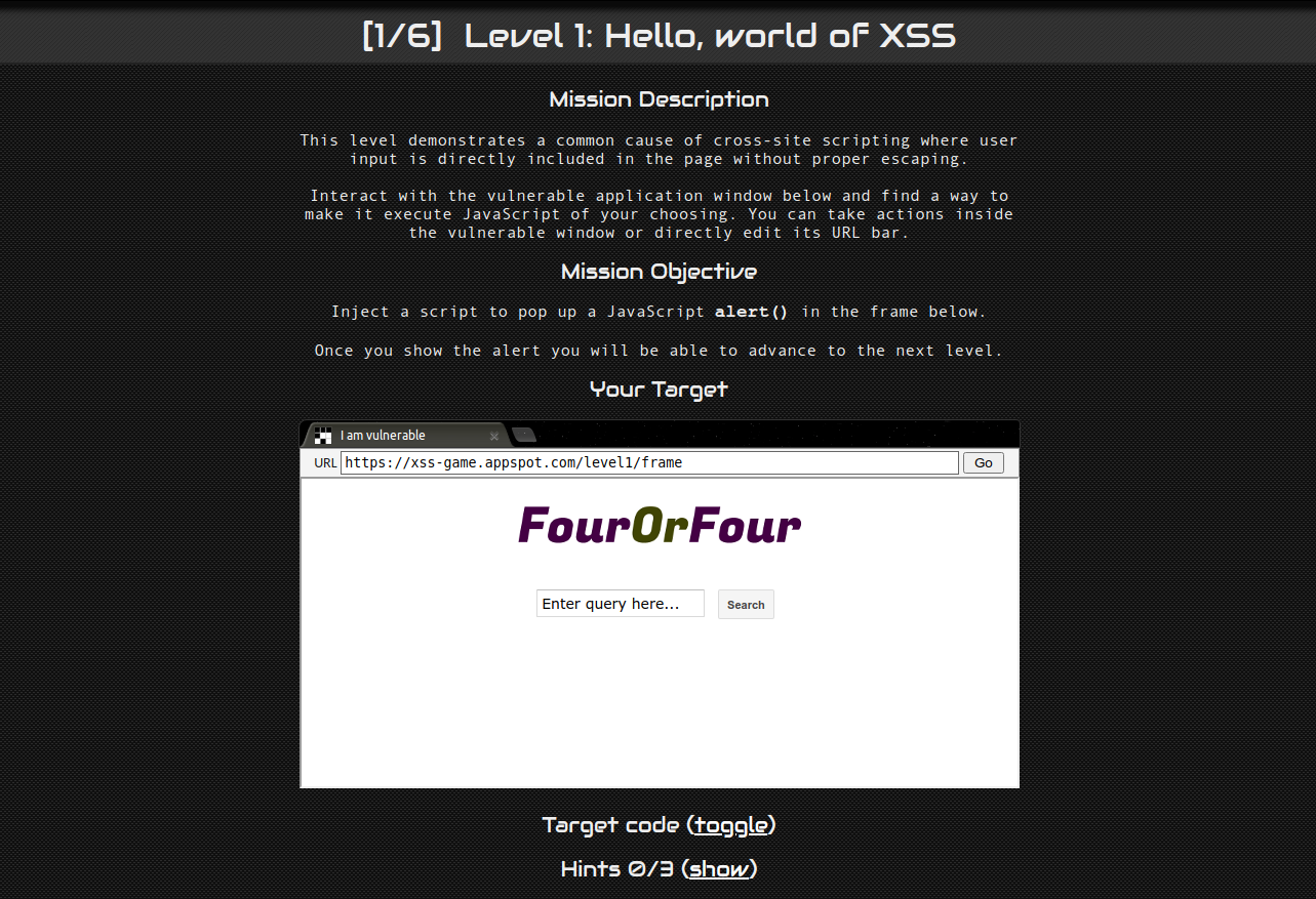 XSS Game screenshot